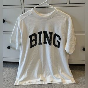 Anine Bing: White T-Shirt with Black 'BING' Print